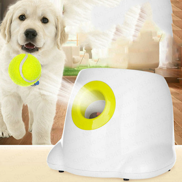 Automatic Dog Ball Launcher Machine – Interactive Pet Toy for Small & Medium Dogs, Indoor & Outdoor Fetch Ball Thrower with 3 Launch Settings (3m/6m/9m), Easy Reload, Durable ABS Build – Yellow
