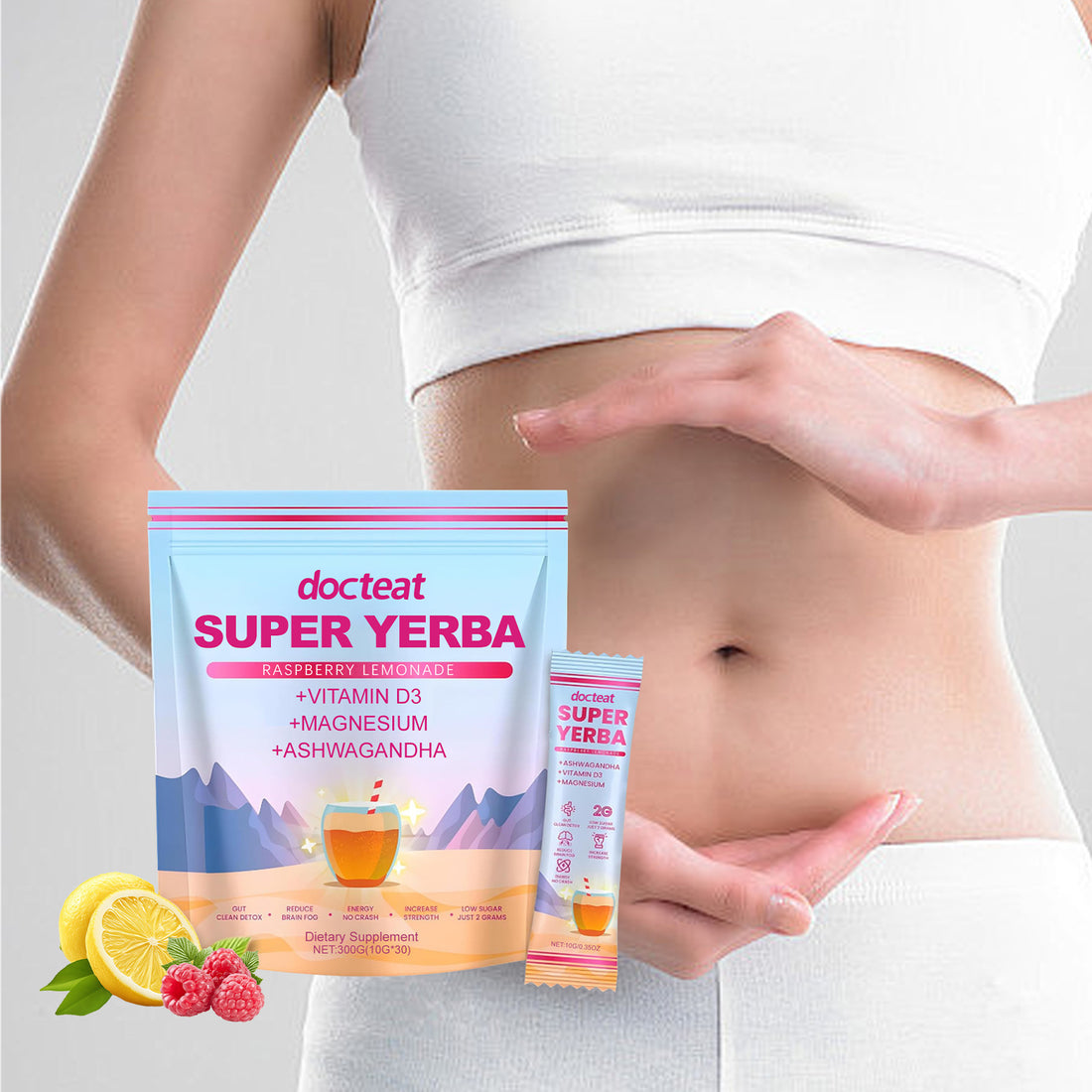 Docteat Yerba Mate Powder – Natural Energy Tea Supplement – Metabolism Booster, Appetite Control, Immune Support – Herbal Body Detox Drink