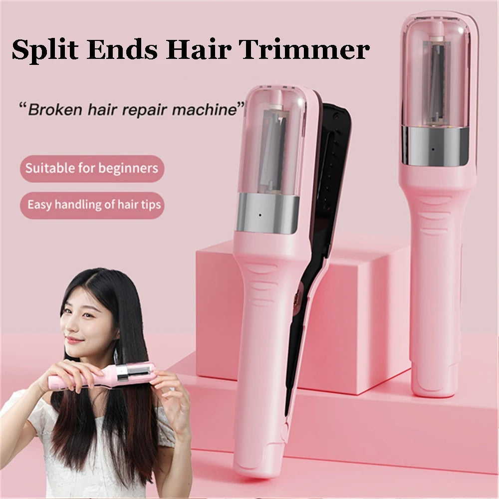 Hair Ends Trimmer for Split Ends – Cordless Split End Hair Cutting Machine for Damaged, Brittle Hair, Rechargeable & Auto Trim Tool for Women