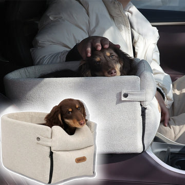 Portable Dog Car Seat Bed – Central Console Travel Carrier for Small Dogs & Cats, Safety, Nonslip, Breathable

