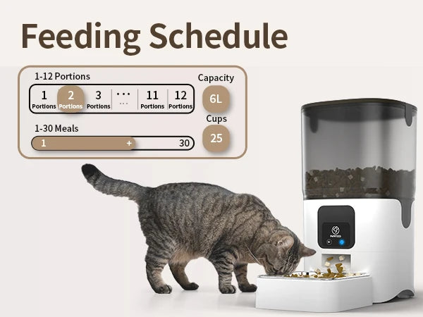 PAPIFEED Smart Automatic Cat Feeder with WiFi & APP Control, 6L Pet Food Dispenser for Cats & Dogs – Timed Feeding, Portion Control, Alexa Compatible, Dual Power, Easy to Clean, Slow Feed Mode