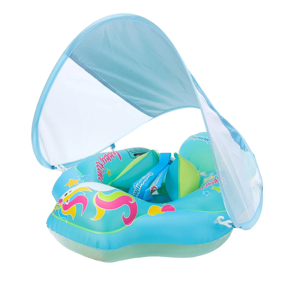 Baby Swimming Float with Canopy – Inflatable Infant Swim Ring for Toddlers, Kids (0–3Y), Bath & Pool Fun


